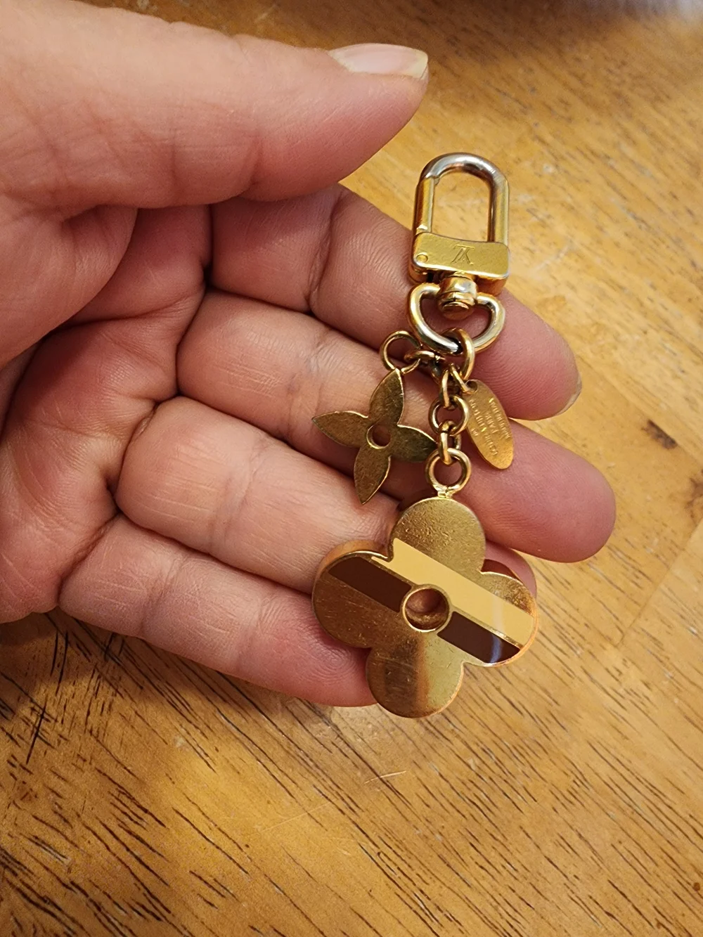 Louis Vuitton Gold Stripes Monogram Flowers Bag Charm.